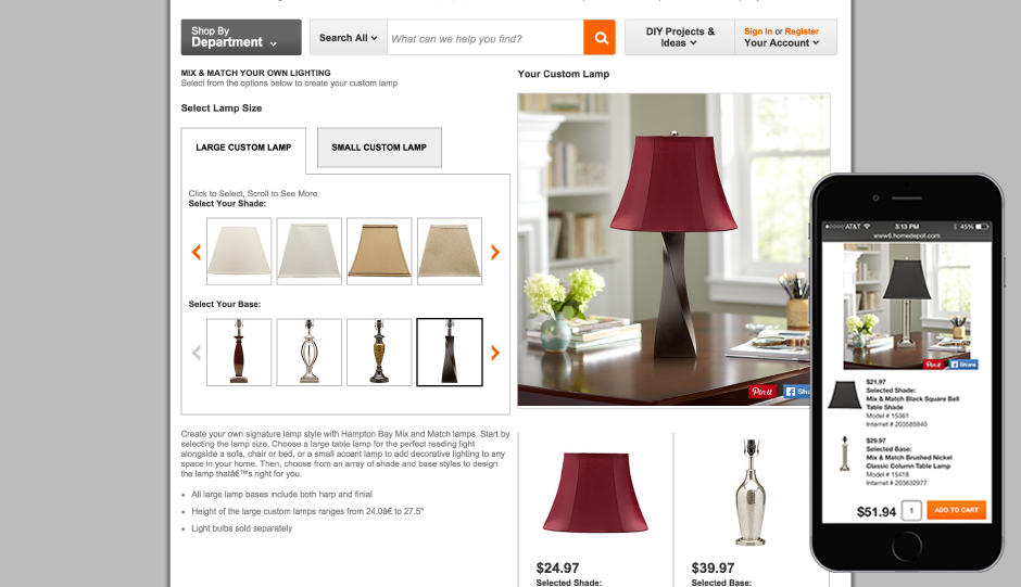 Home Depot Mix and Match Lamps